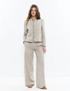 Mao collar jacket with stripes