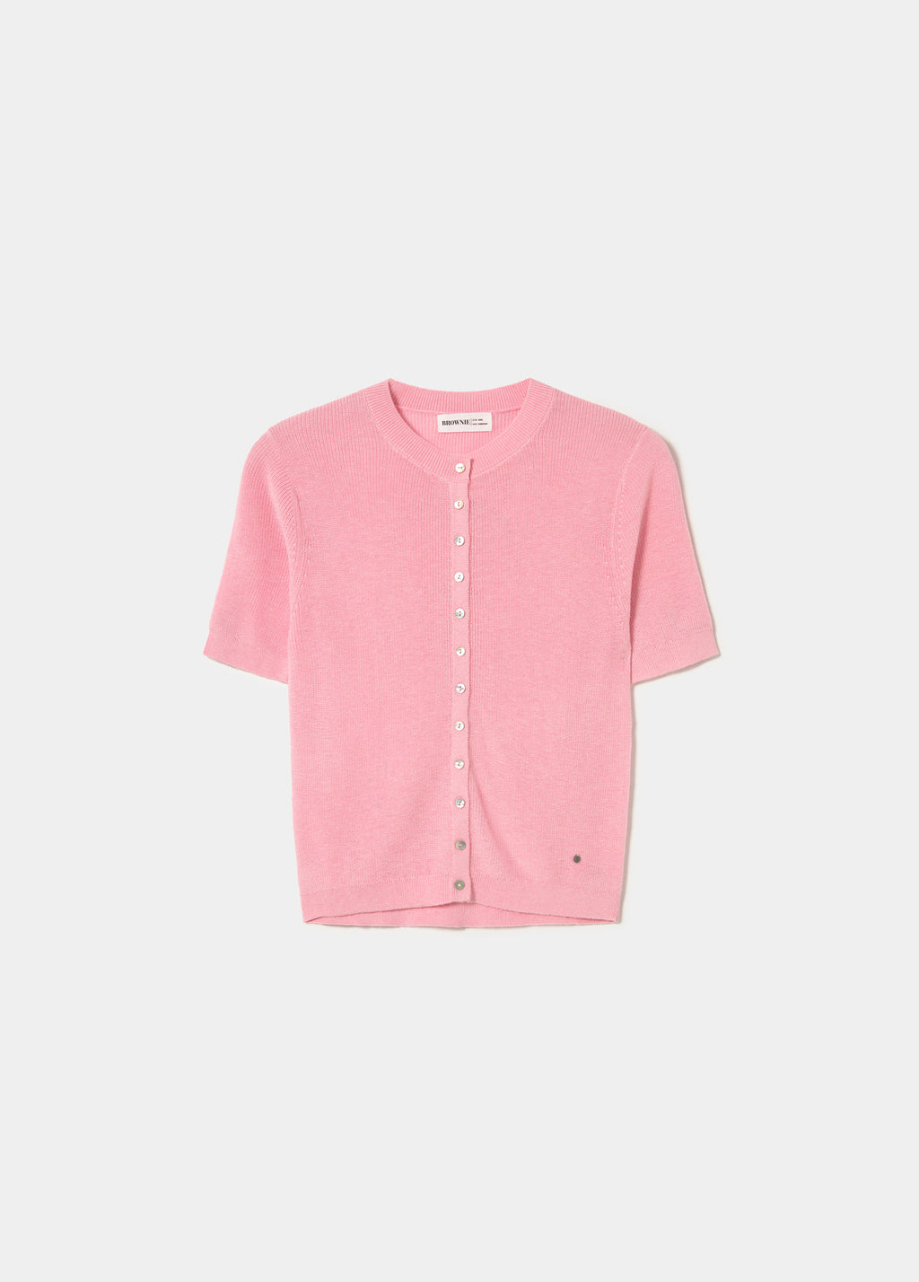 Short sleeve button knit jacket