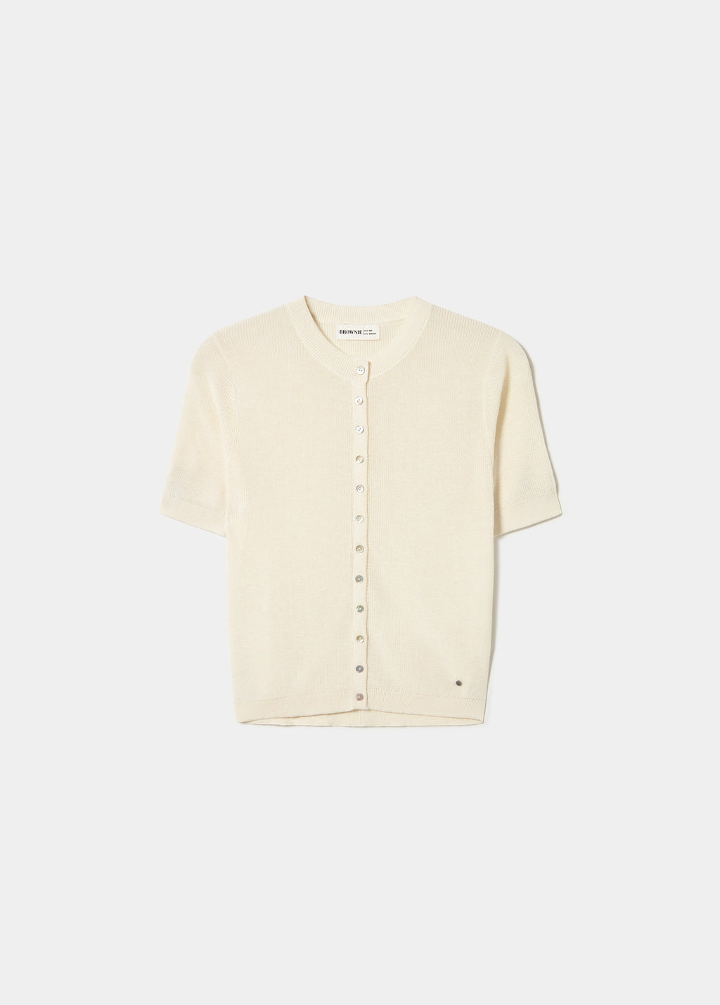 Short sleeve button knit jacket