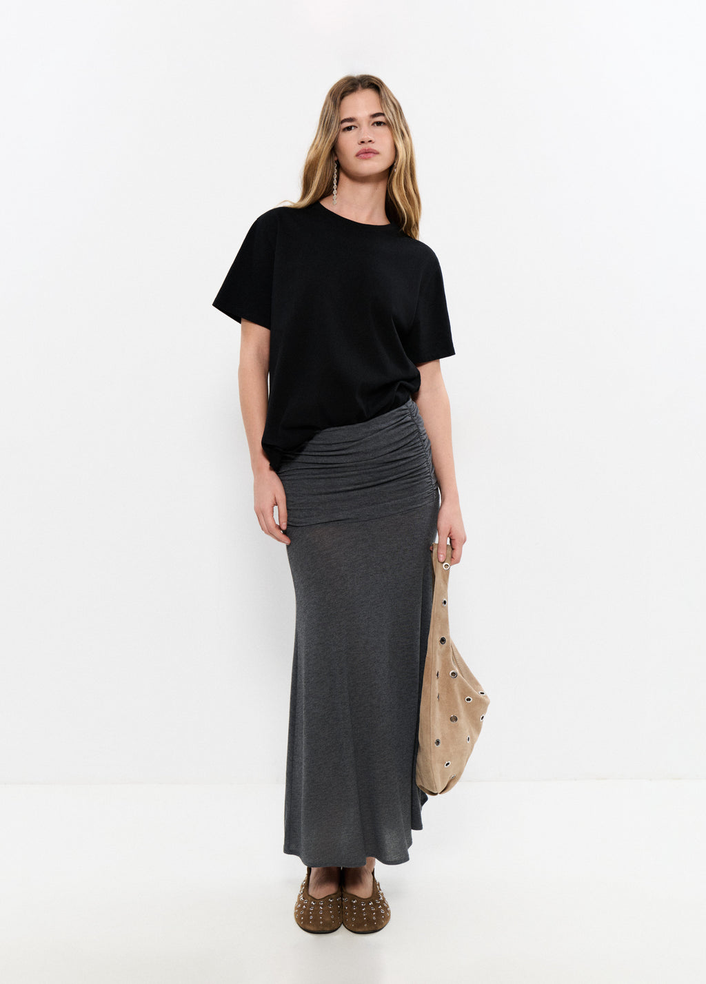 Draped midi skirt