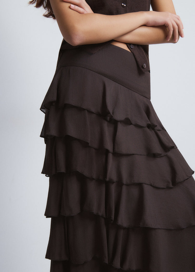 Midi skirt with ruffles