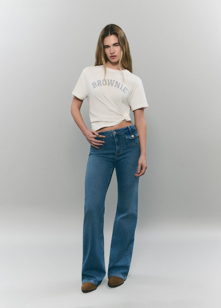 Jeans met wijde pijpen en voorzakken