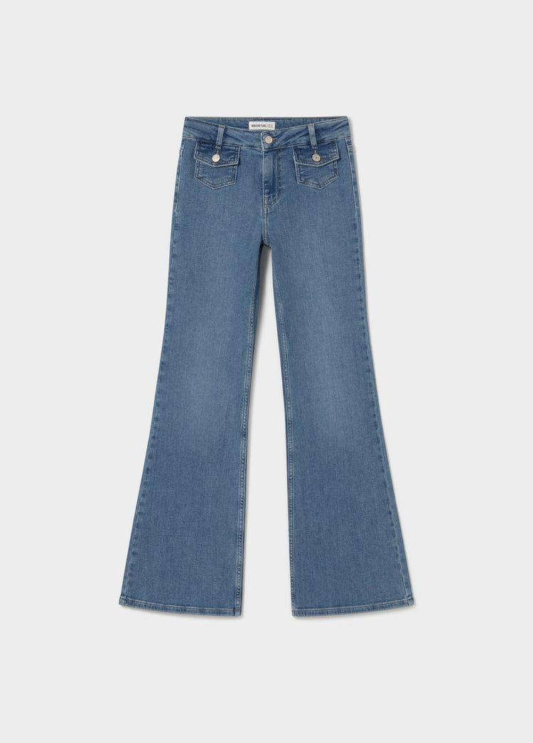 Jeans met wijde pijpen en voorzakken