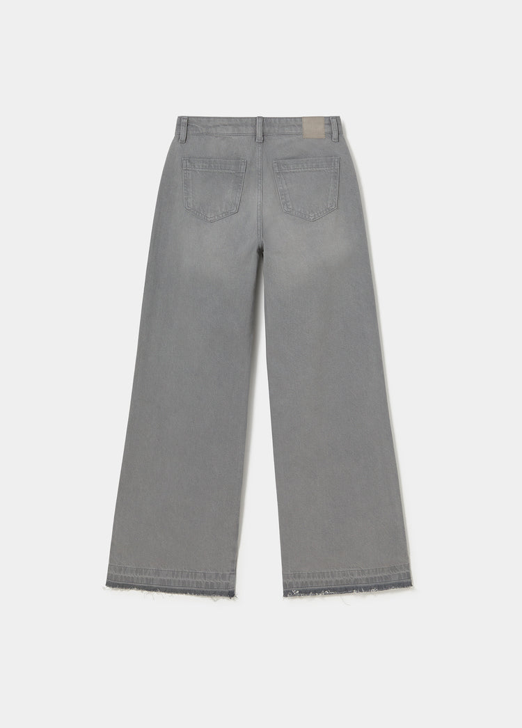 Culotte jeans with unfolded hem
