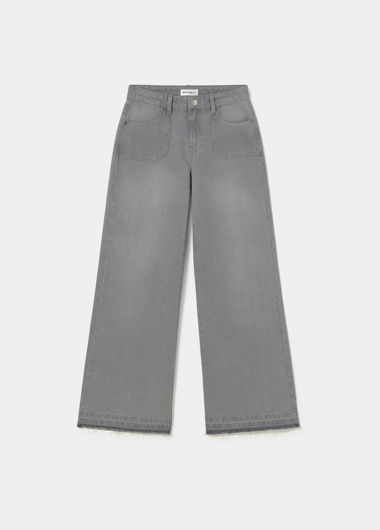 Culotte jeans with unfolded hem