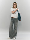 Culotte jeans with unfolded hem