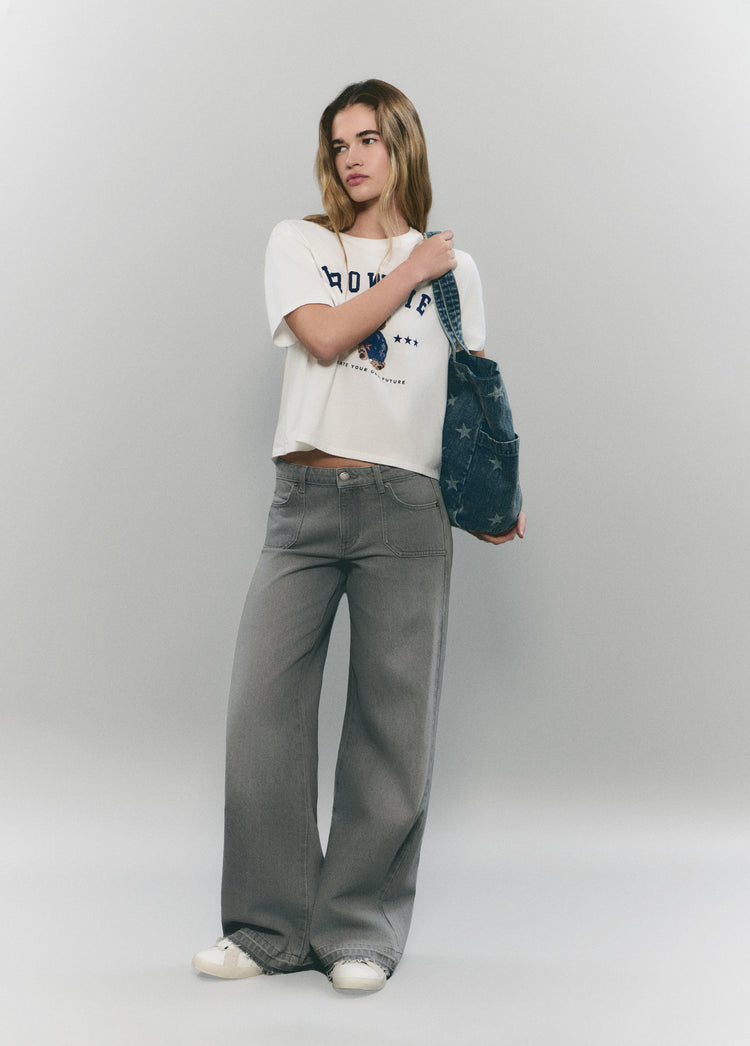 Culotte jeans with unfolded hem