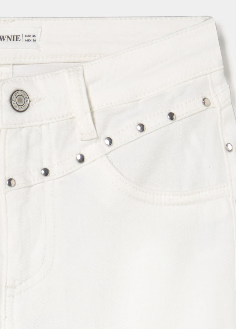 Jeans flare cropped met studs
