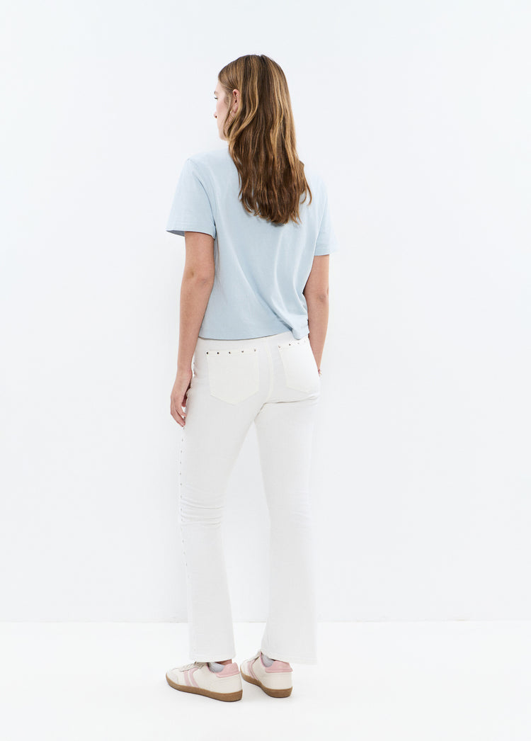 Jeans flare cropped met studs