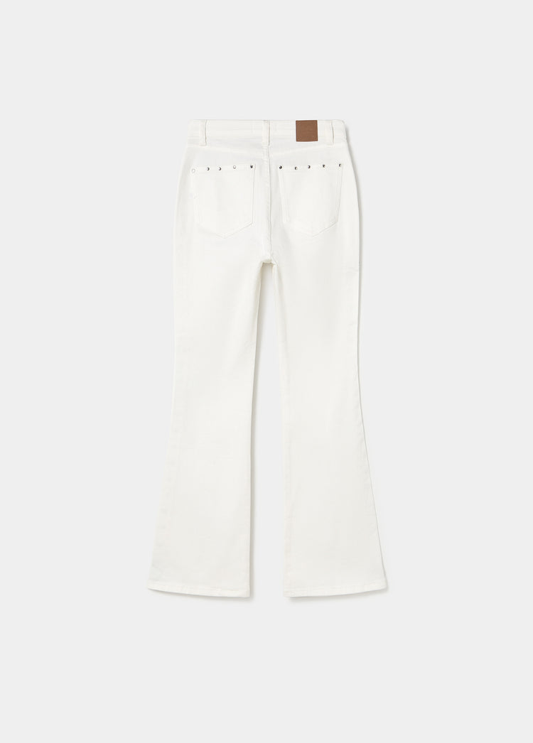 Jeans flare cropped met studs