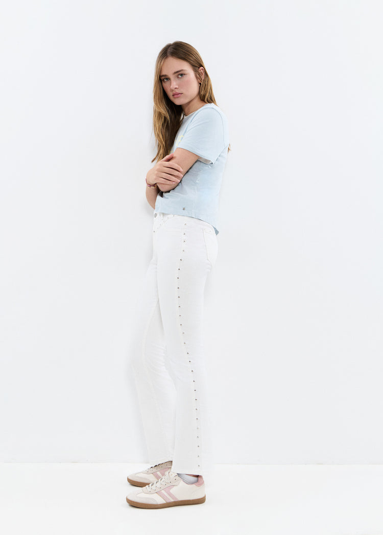 Jeans flare cropped met studs