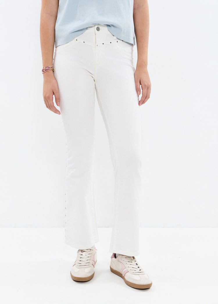 Jeans flare cropped met studs
