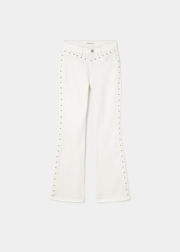 Jeans flare cropped met studs