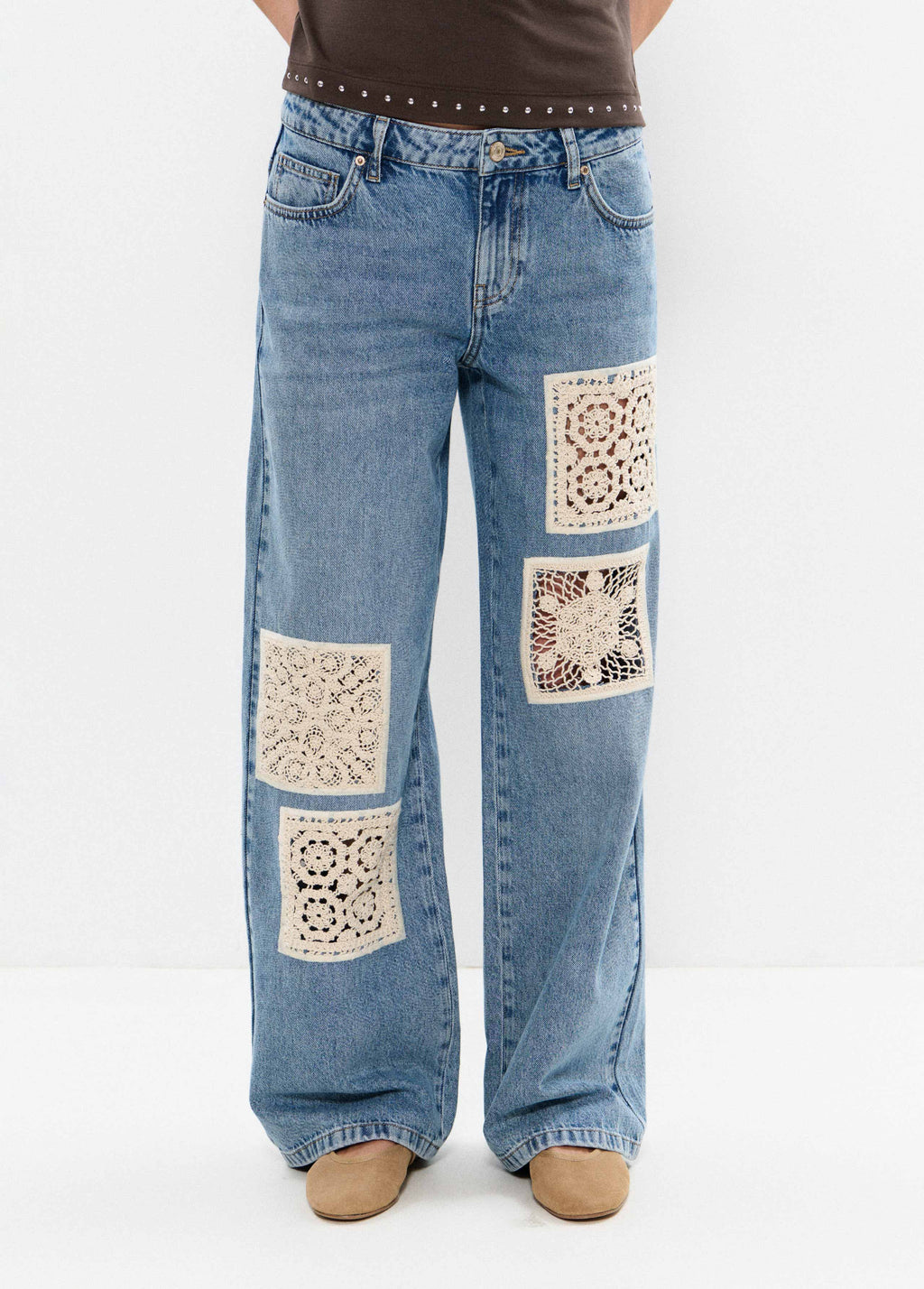Crochet patch jeans