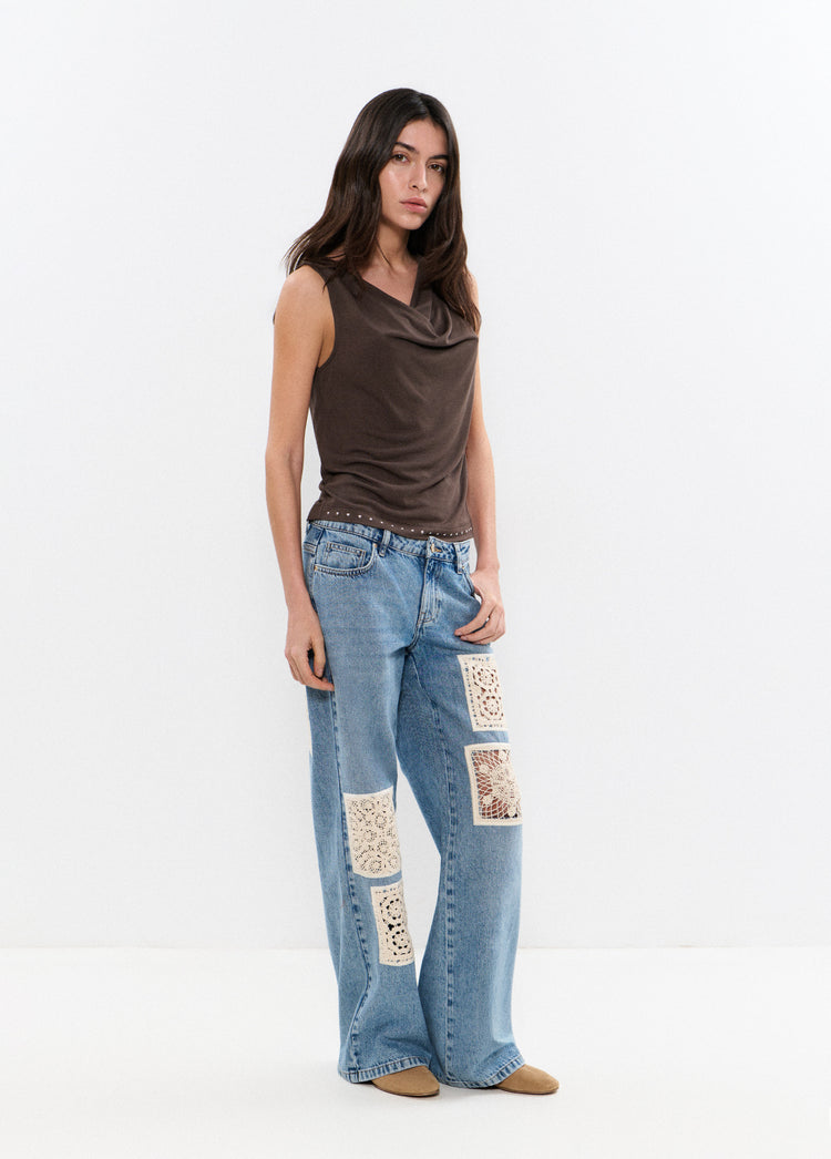 Crochet patch jeans