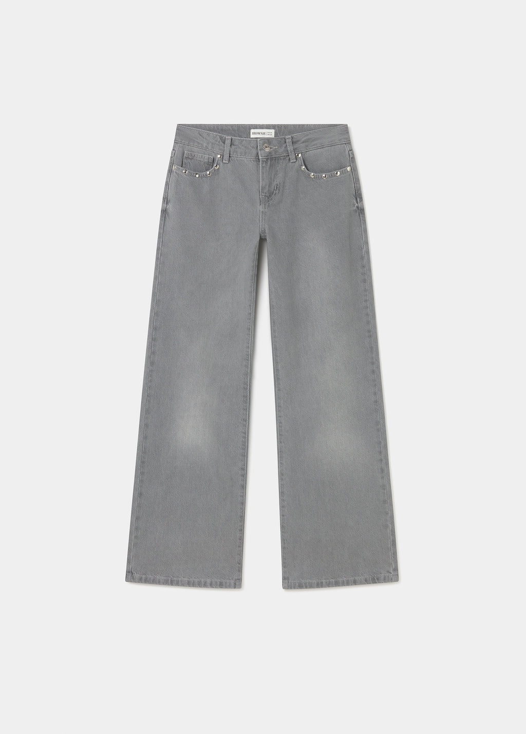 Jean taille basse avec ailes brodées et clous