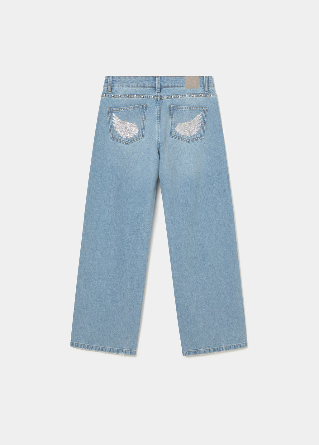Jeans tiro bajo alas glitter