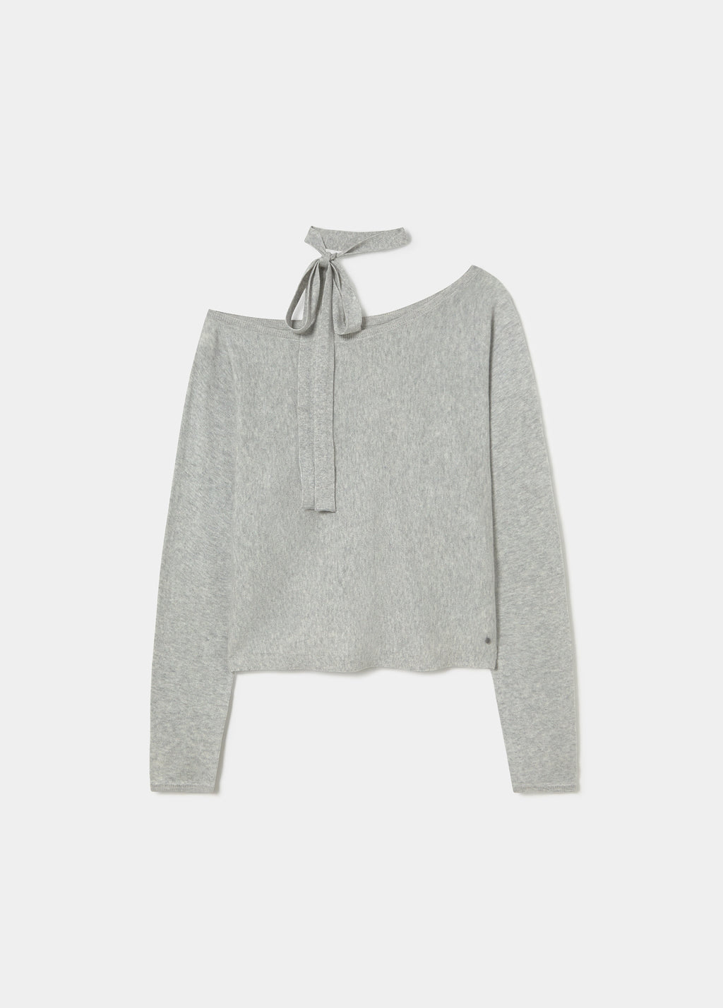 Dropped shoulder choker sweater