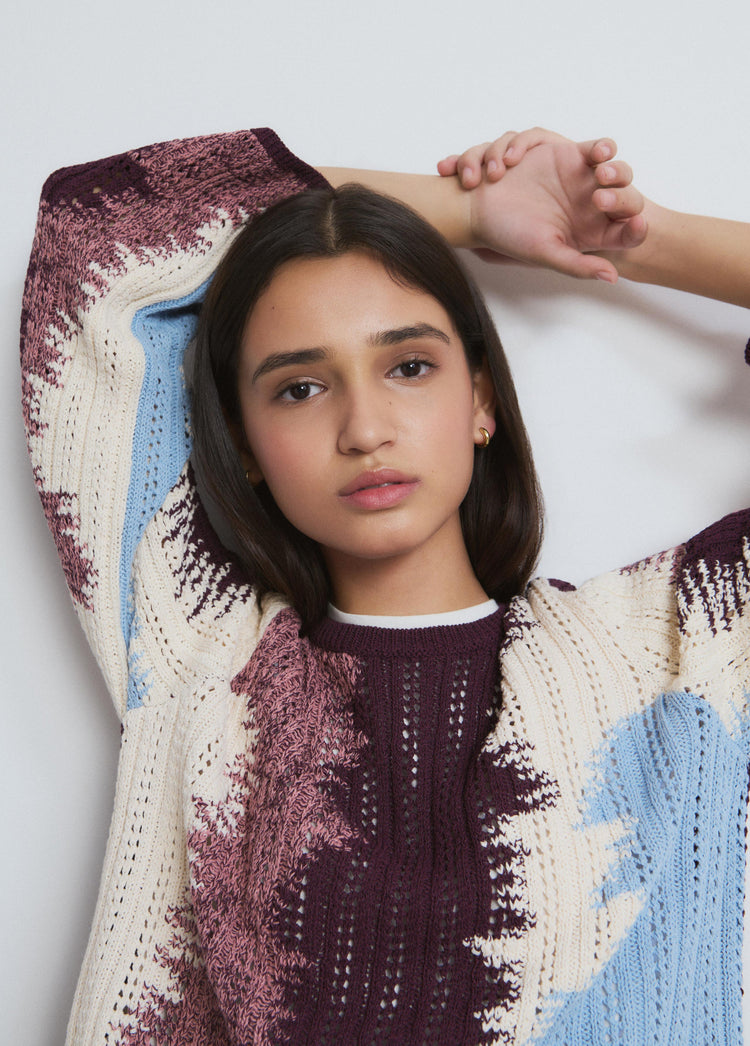 Colorful jacquard sweater