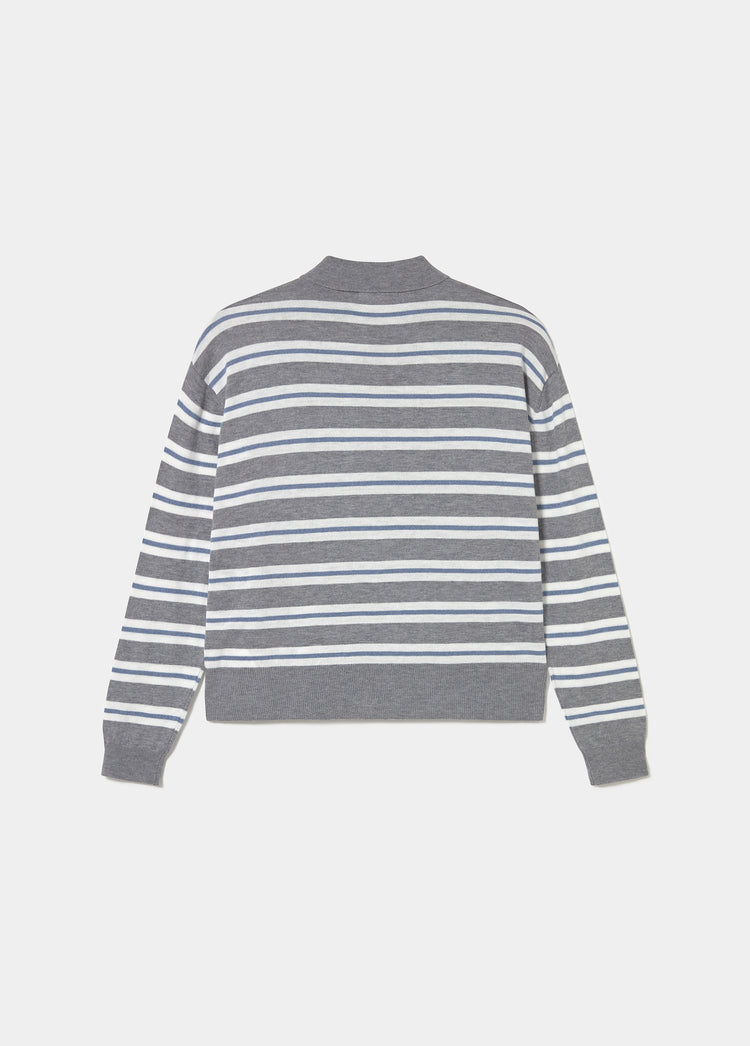 Striped polo sweater