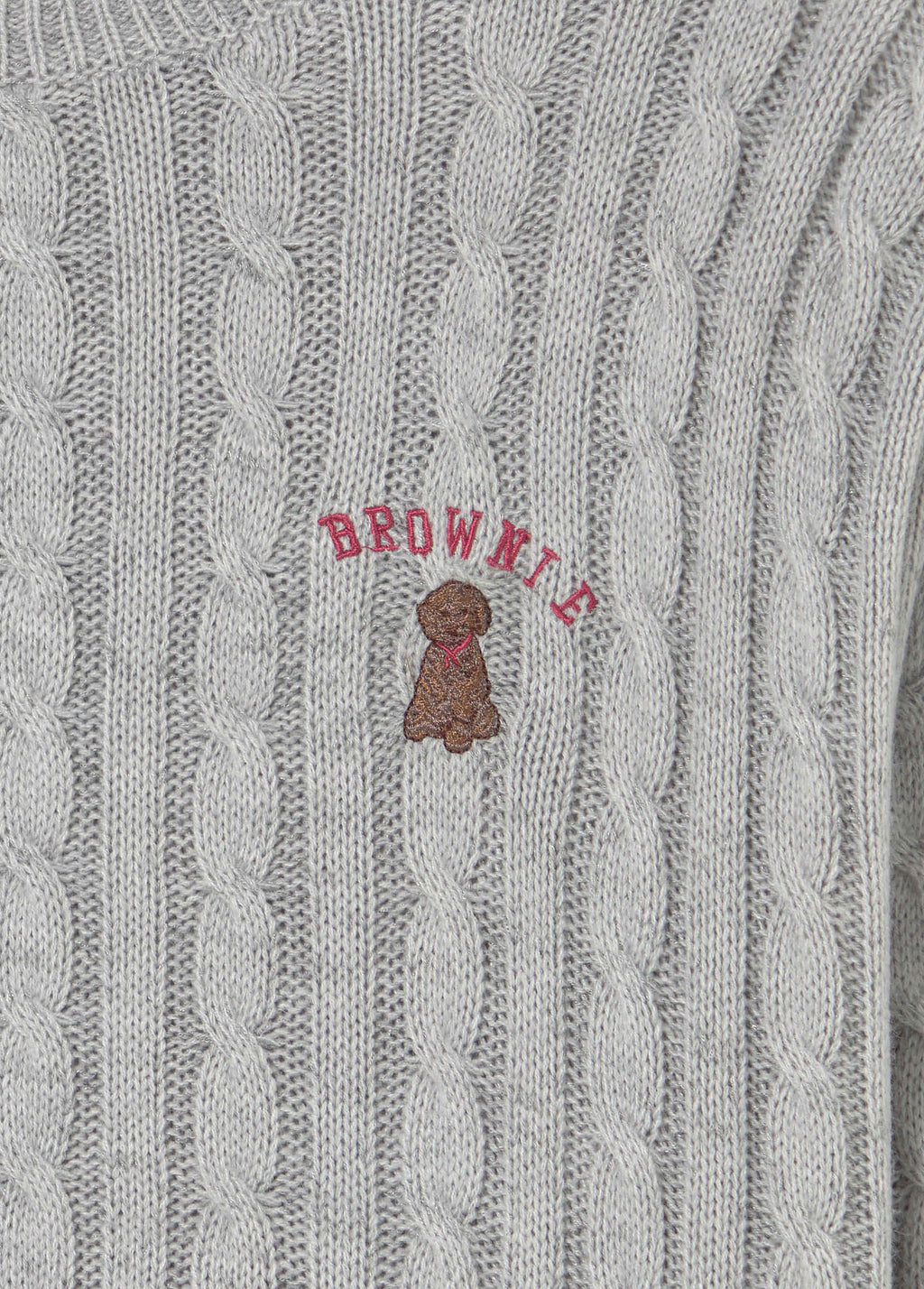 Braided sweater with dog embroidery