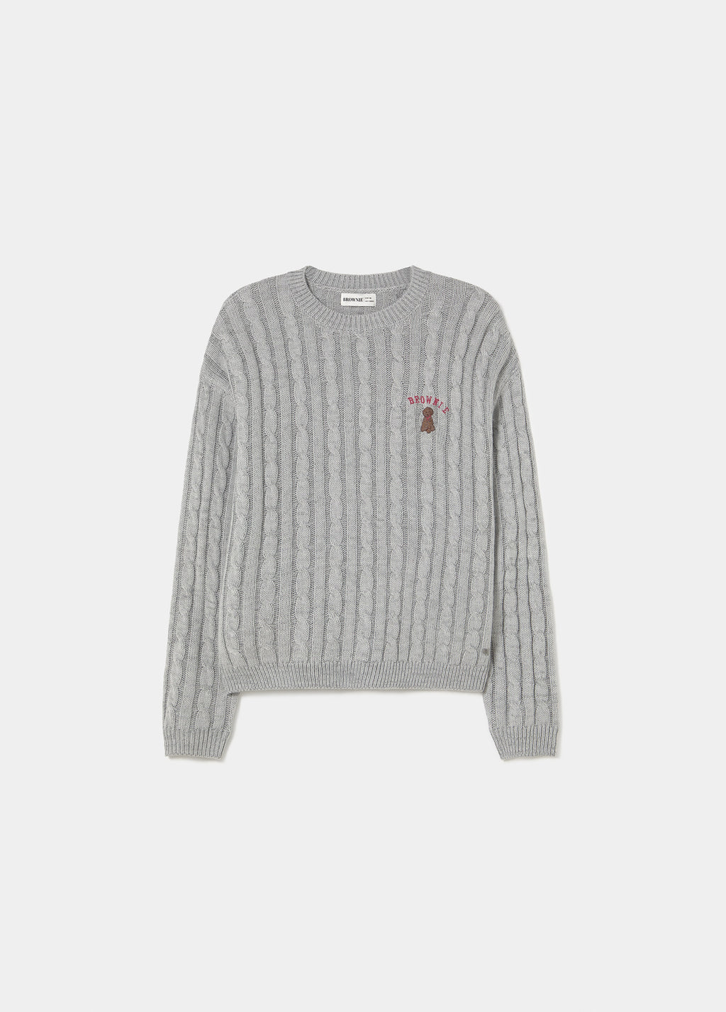 Braided sweater with dog embroidery