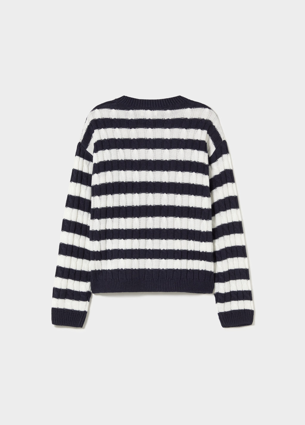 Braided striped sweater with embroidered dog