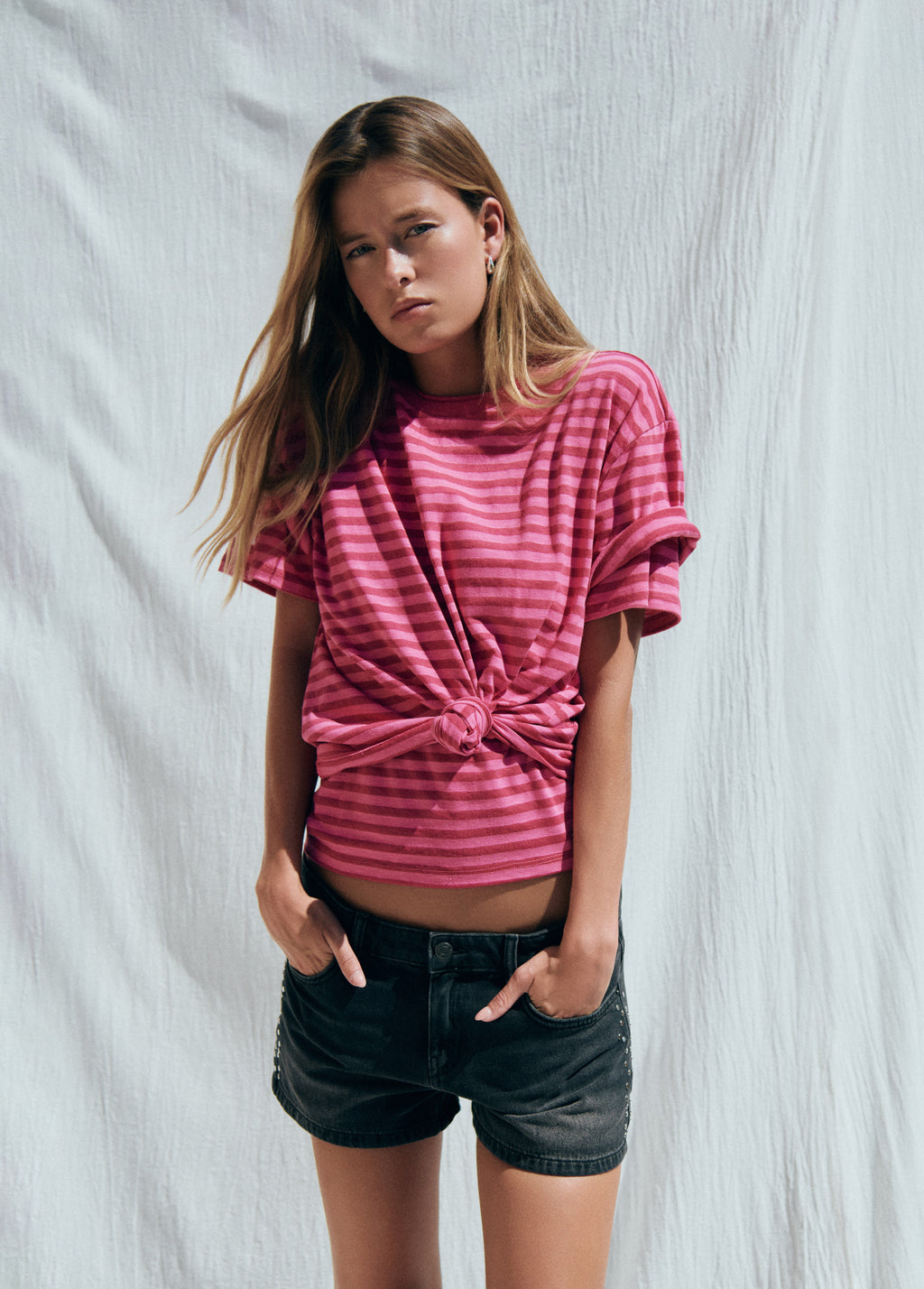 Number woven stripe t-shirt