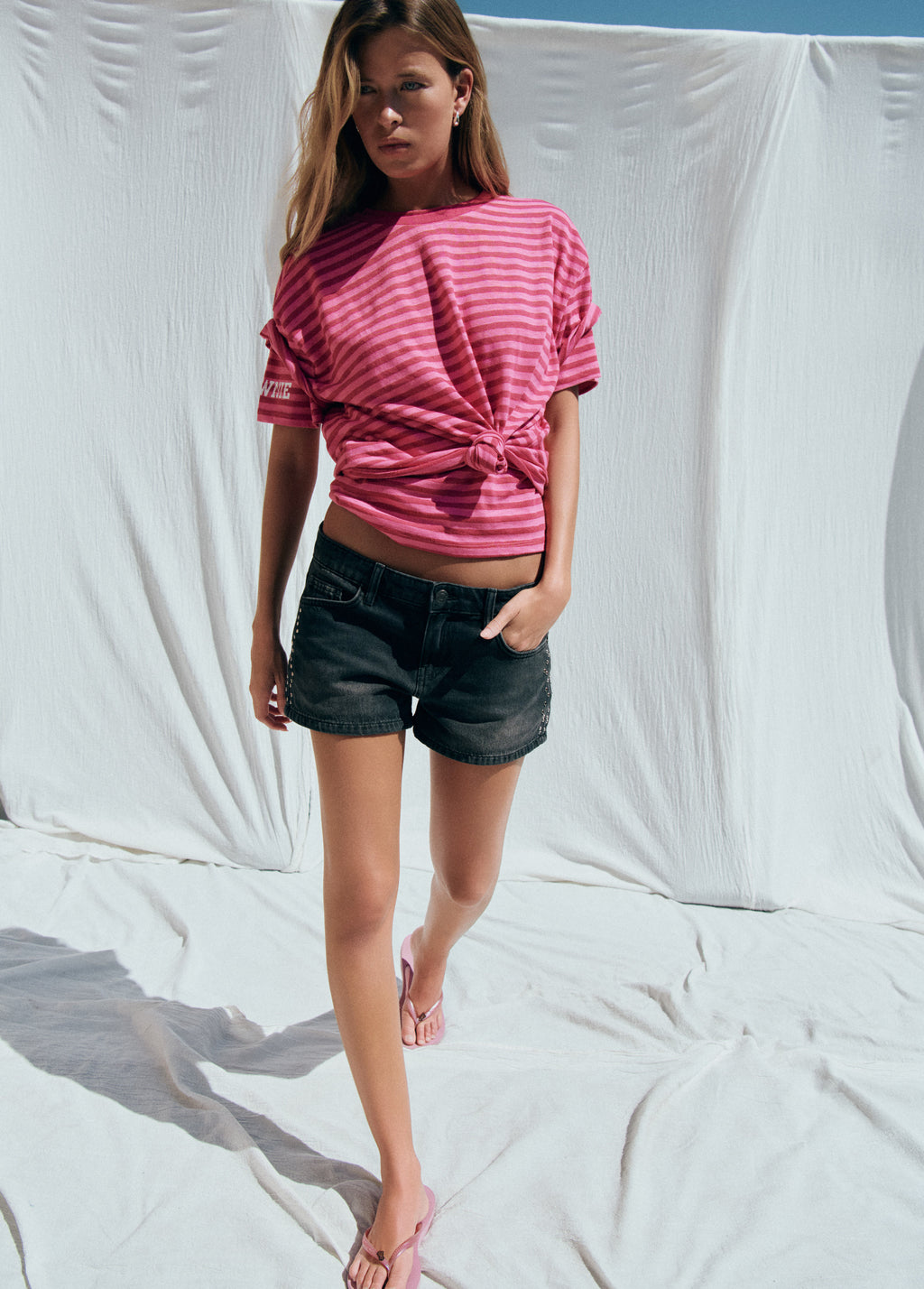 Number woven stripe t-shirt