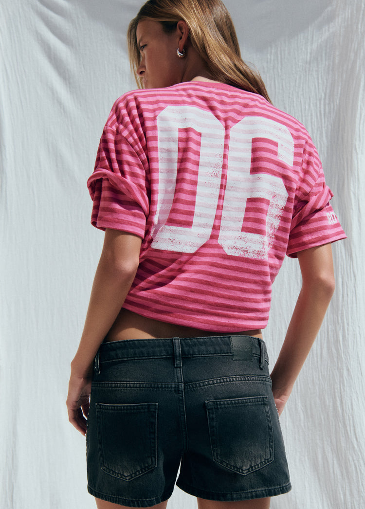 Number woven stripe t-shirt