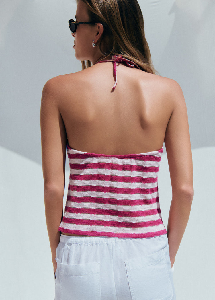 Textured fabric strap top