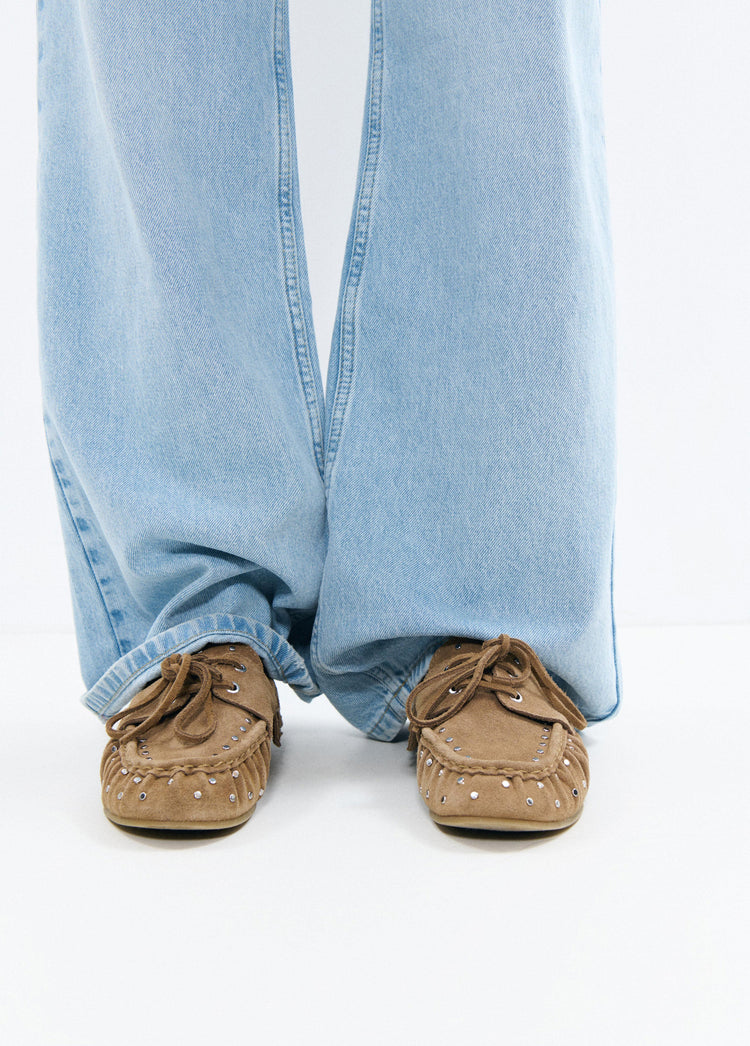 Leren mocassin met franjes