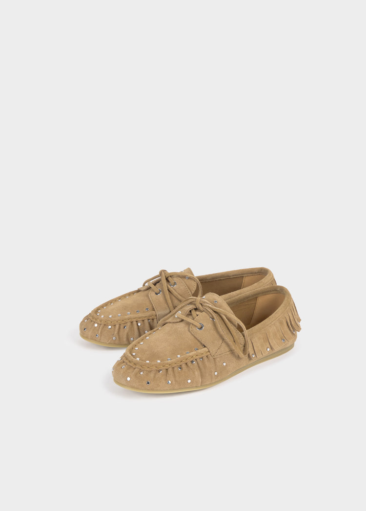 Leren mocassin met franjes
