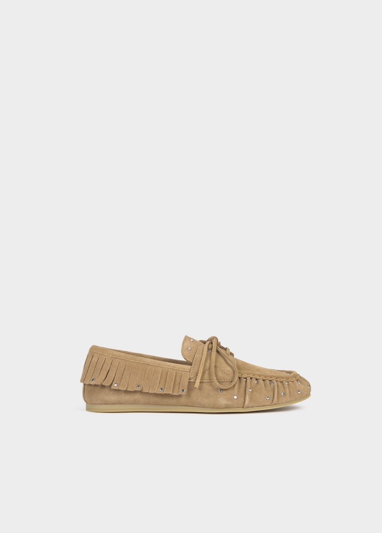 Leren mocassin met franjes