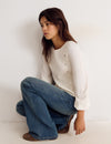Long-sleeve smocked blouse