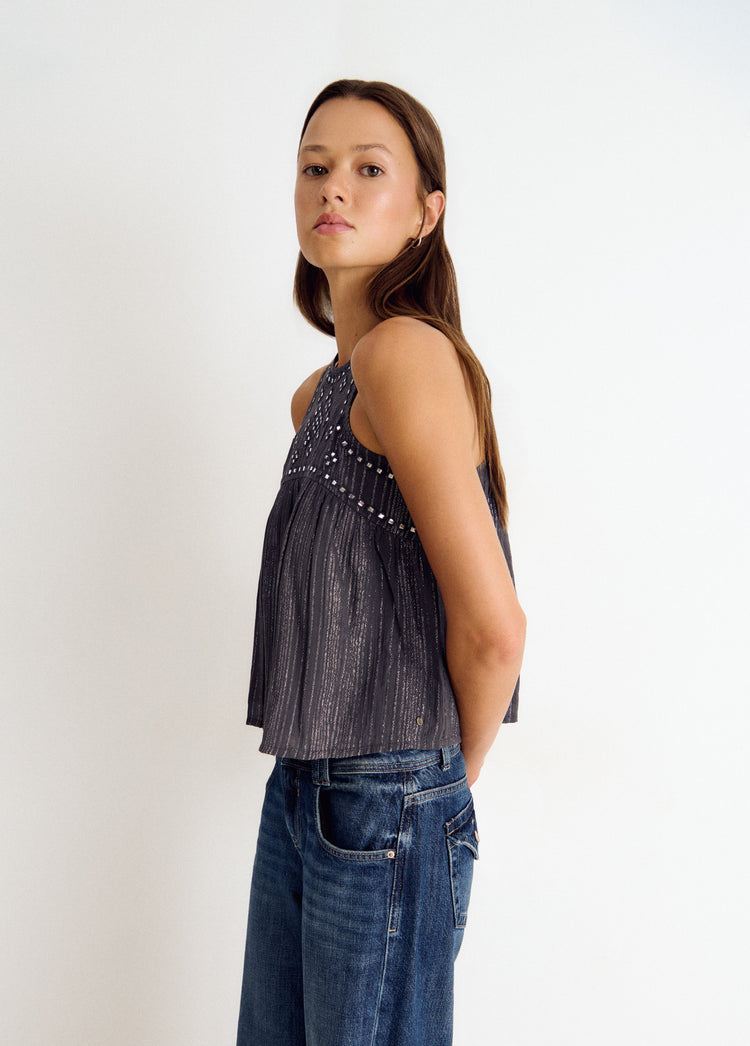 Halter top with mirror details
