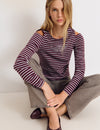 Camiseta cut-out hombro raya lurex