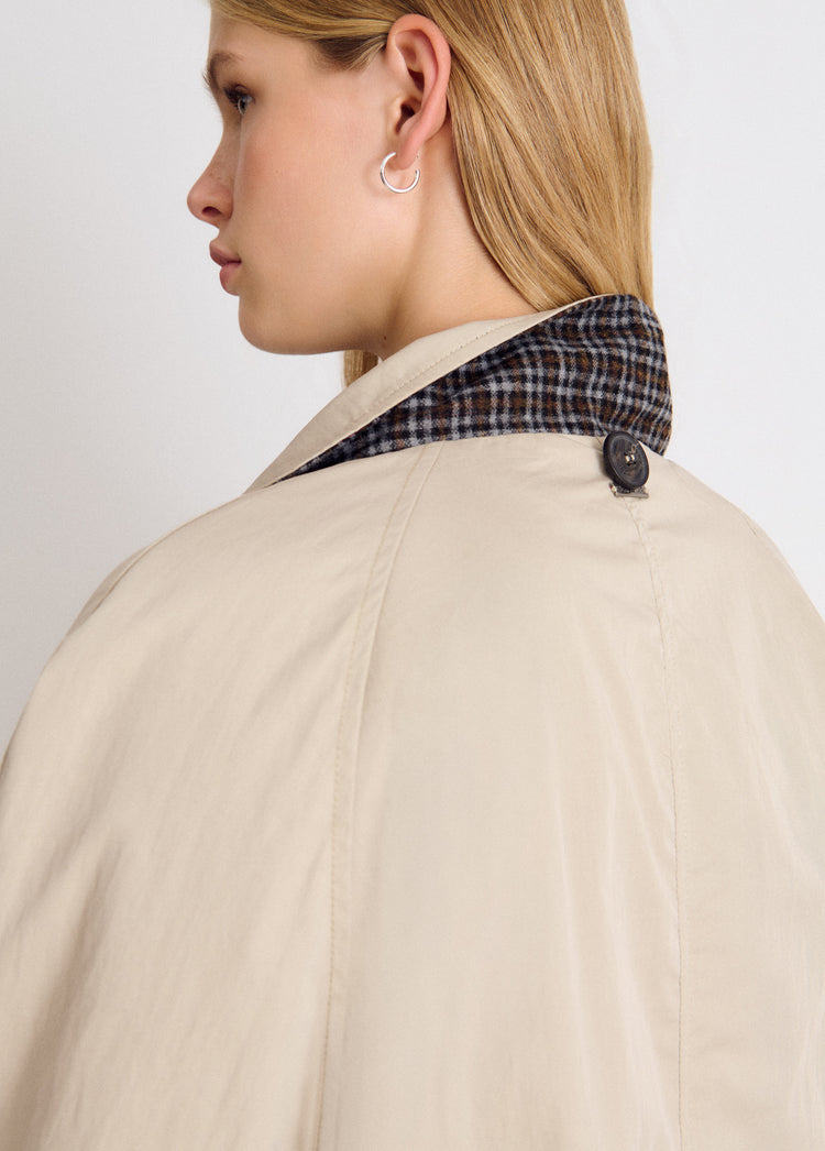 Long hooded trench coat