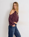 Blusa manga larga cut out rayas