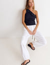 Asymmetric t-shirt ruffle with studs