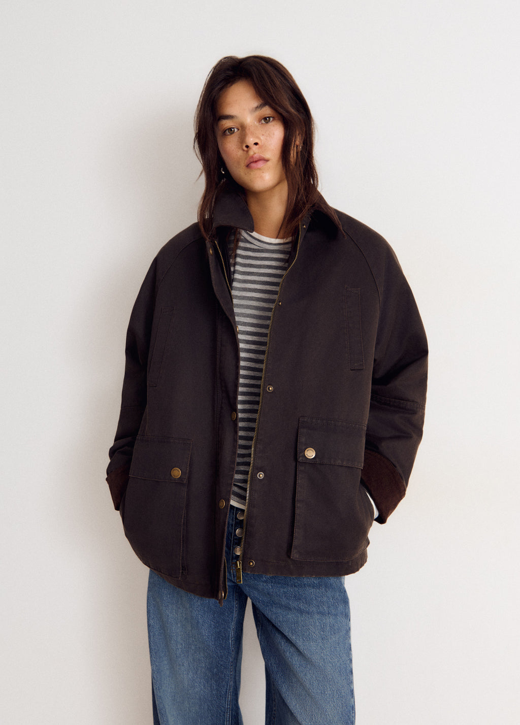 Chaqueta encerada con chaleco borrego