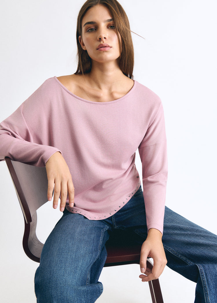 Studded V-neck T-shirt