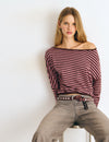 Pull asymétrique rayures
