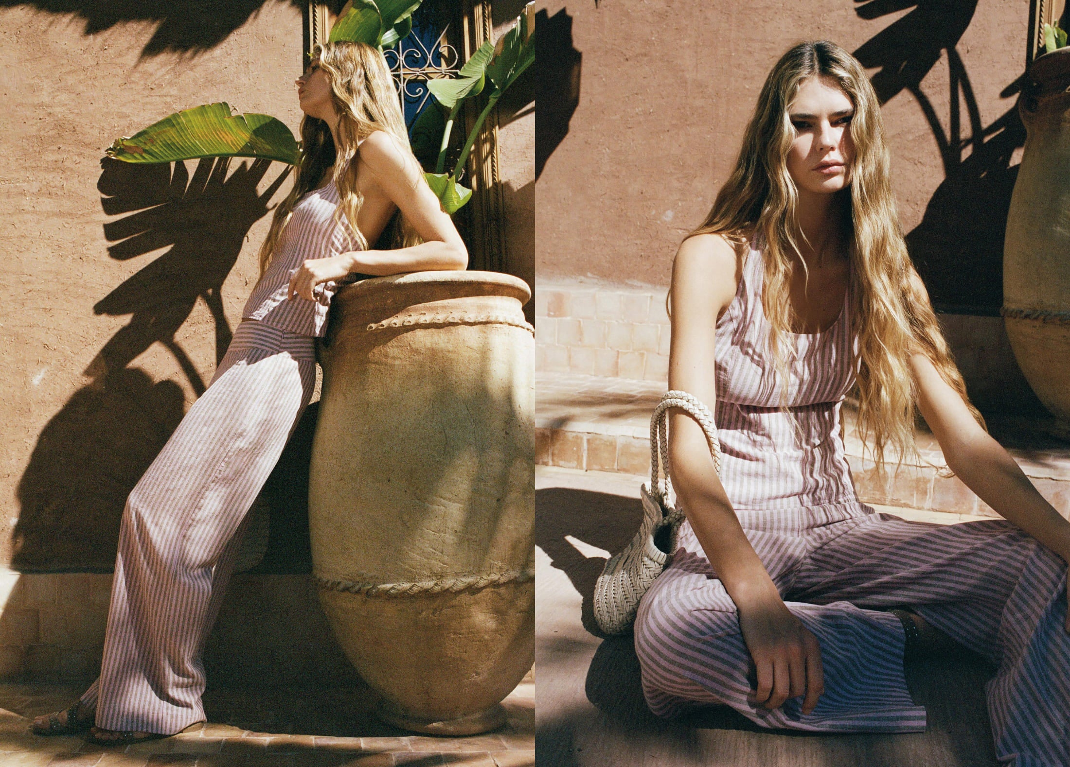 Wide waist striped pants