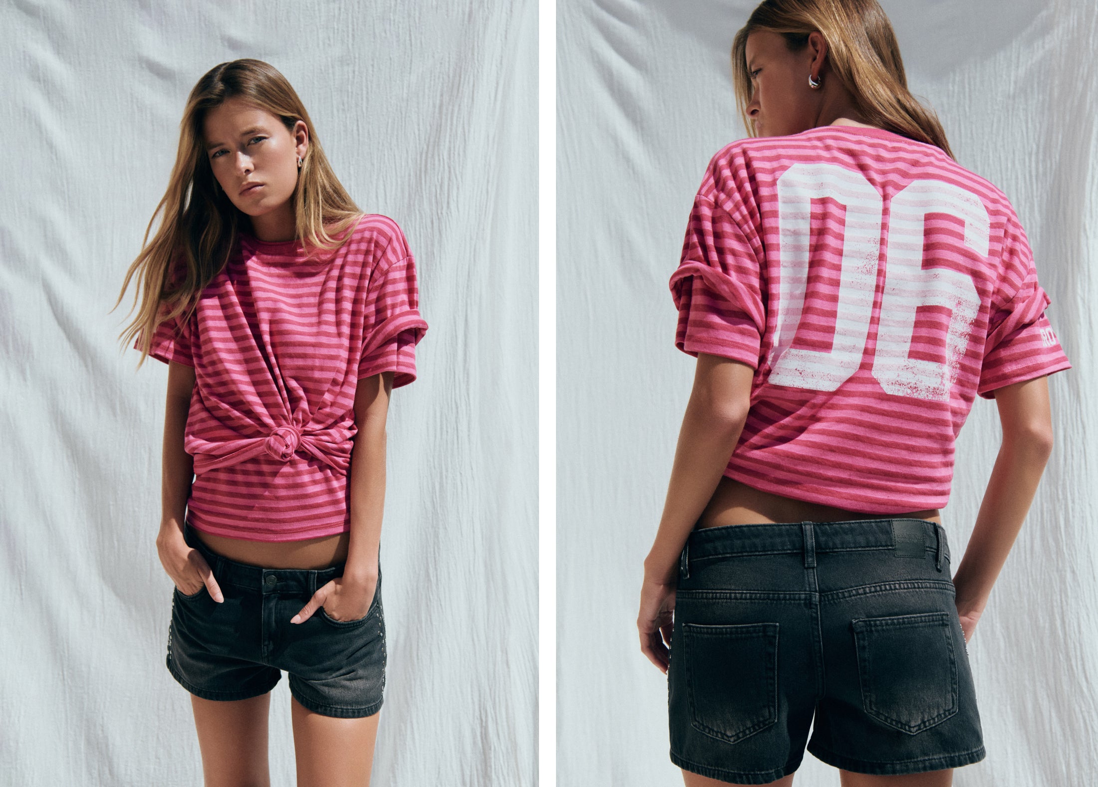 Number woven stripe t-shirt