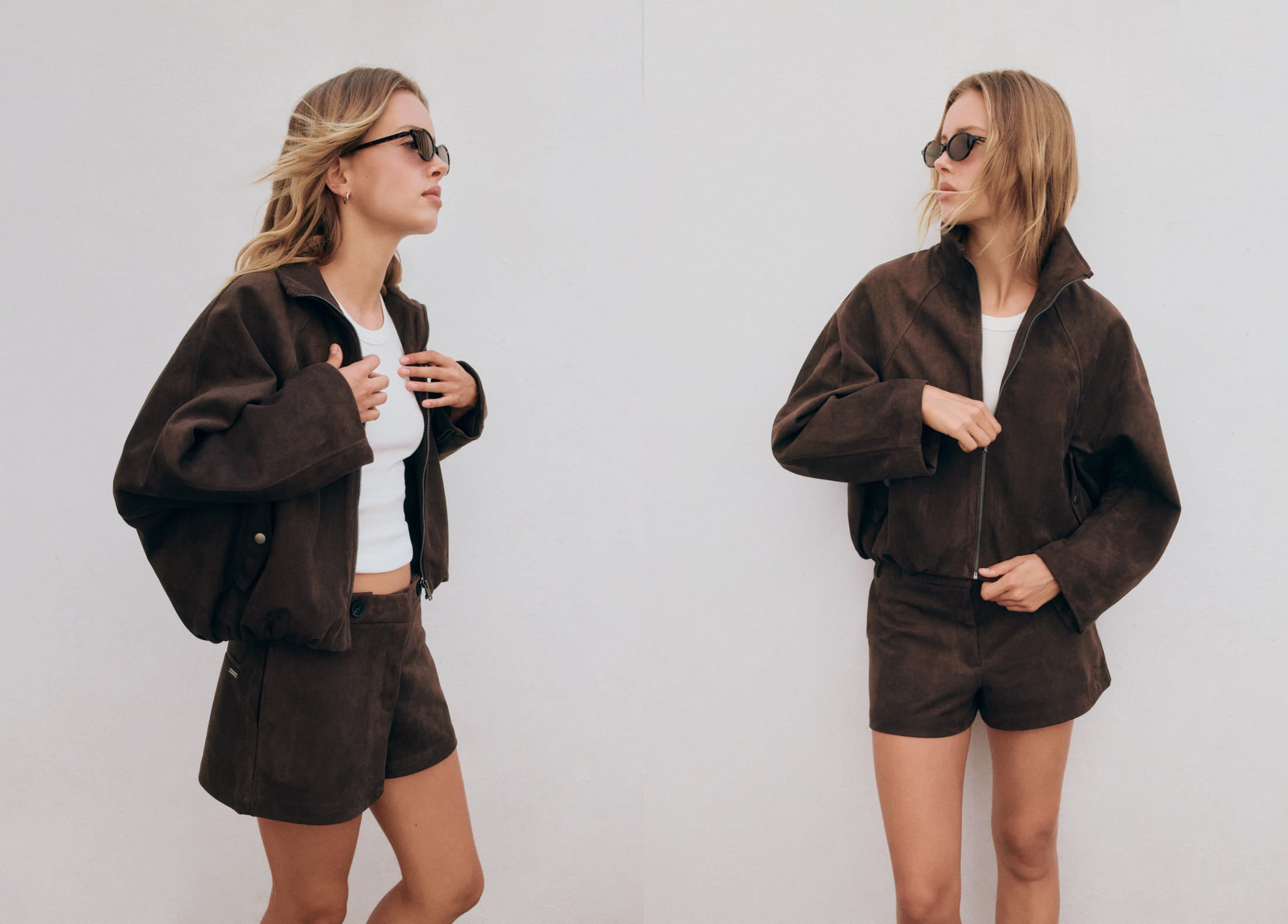 Suede-effect puffer jacket