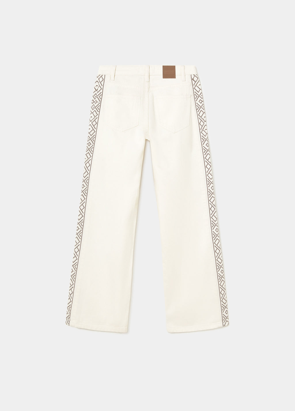 Pants with side embroidery