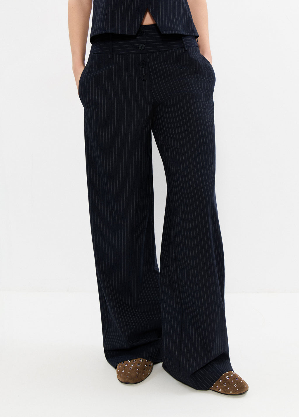 Pantalón cintura ancha rayas