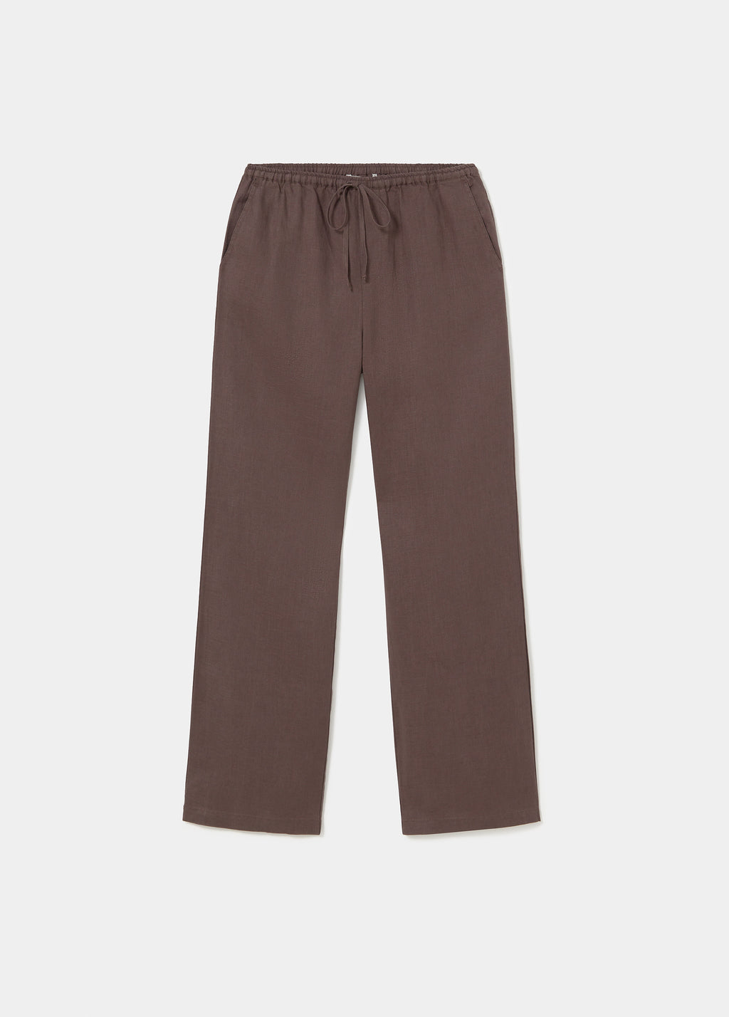 Pants with linen waist detail