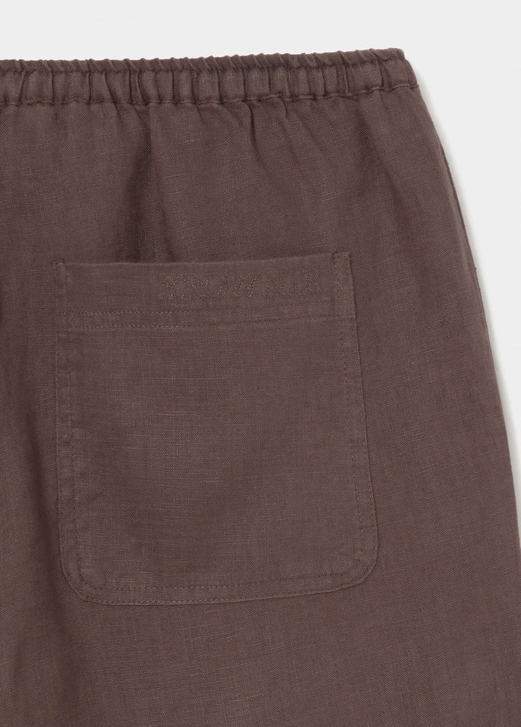 Pants with linen waist detail